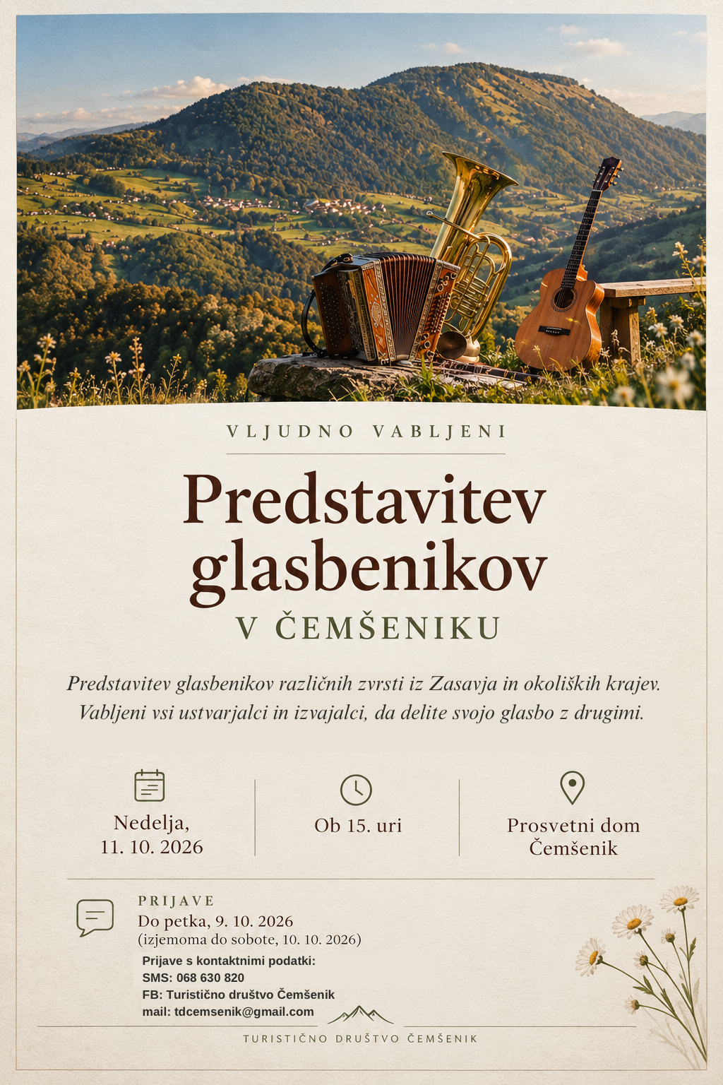 Predstavitev glasbenikov različnih zvrsti iz Zasavja in okoliških krajev. Vabljeni vsi ustvarjalci in izvajalci, da delite svojo glasbo z drugimi.